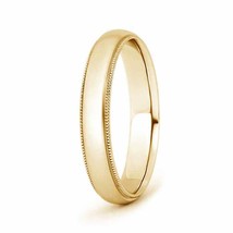 ANGARA Low Dome Comfort Fit Milgrain Wedding Band for Him in 14K Solid Gold - £439.48 GBP
