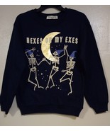 Wound Up Junior Hexes On My Exes Halloween Graphic Sweatshirt Navy Blue ... - $29.32 CAD