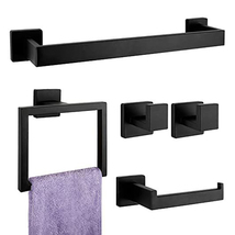 Bathroom Hardware Set Accessories Black Shelf Robe Hook Hanger Towel Rai... - $11.99+