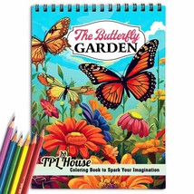 The Butterfly Garden Spiral Bound Coloring book for Stress Relief and Relaxation - £17.68 GBP