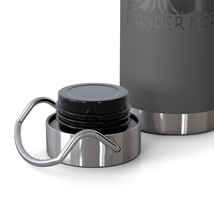 &quot;Wander More&quot; 22oz Copper Vacuum Insulated Water Bottle - Black &amp; White Camping  - £33.76 GBP