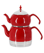 Korkmaz Rena 1.1 Liter Tea Pot and 2.4 Liter Kettle Set in Red - $133.62