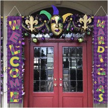 Mardi Gras Magic: Festive Porch Sign &amp; Backdrop Banner - Birthday Party Supplies - $35.63