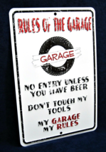 RULES OF THE GARAGE -*US MADE*- Embossed Metal Sign - Man Cave Garage Ba... - $15.75