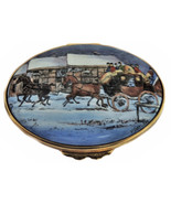 Ashley Enamel Collection Horse Carriage Winter Scene - $54.00