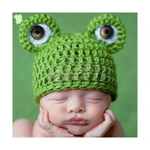 Frog Hat, Newborn Baby Girl Boy Crochet Knit Costume Photo Photography Prop Hats - £11.82 GBP