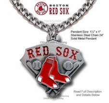 BOSTON RED SOX STAINLESS STEEL CHAIN NECKLACE BASEBALL JEWELRY HOT! - FR... - $20.76