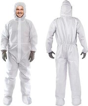 Disposable Coveralls 2XL, 5 Pack 60 GSM White Hazmat Suits with Hood, Boots - $32.75