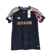 Adidas Womens Tiro Jersey Love Unites Black Soccer Futbol Fan Shirt Top NEW - $13.50+
