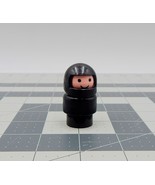 Fisher Price Little People Indy Car Driver With Black Suit Helmet Vintage - $8.99