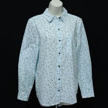 Style &amp; Co. Women&#39;s Button Front Shirt M Medium Blue Vines Leaves Lightw... - £14.20 GBP