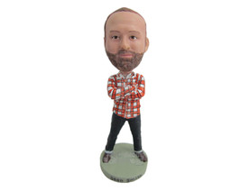 Custom Bobblehead Handsome Dude In Power Position With Trendy Shirt - Leisure &amp;  - £66.19 GBP