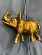 Vintage Brass Elephant Figure Figurine 4.5” X 4&quot; *Pre Owned/Nice Condition* w1 - £19.58 GBP