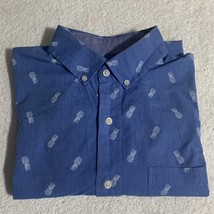 Crown &amp; Ivy Shirt Blue Pineapple Large Classic Fit Long Sveele size M - $12.88