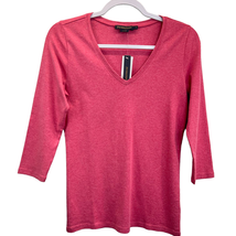 Pendleton Womens V-Neck Top Pink Size M  Lightweight 3/4 Sleeve Pullover Cotton - £18.74 GBP