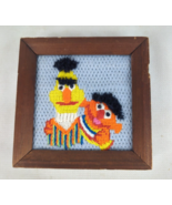 Framed Ernie &amp; Bert of Sesame Street Cross Stitch 6x6&quot; - £31.46 GBP