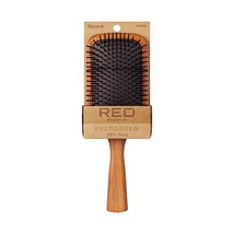 Red Premium Evergreen 100% Wood Square Paddle Brush #HH200 - £7.66 GBP