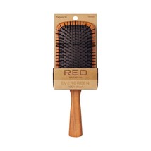 RED PREMIUM EVERGREEN 100% WOOD  SQUARE PADDLE BRUSH #HH200 - £7.51 GBP