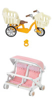 Two Sylvanian Families Sets - Three Seater Trike and Double Baby Carriage - £20.08 GBP