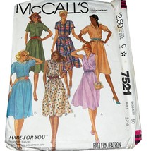 McCall&#39;s 7521 Buttoned Pullover Dress Sewing Pattern Size 10 - $7.68