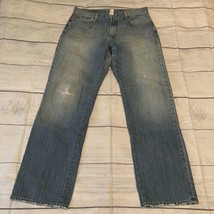 Lucky Brand Dungarees by Gene Montesano Straight Leg Size 36 Distressed ... - £15.65 GBP
