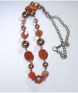 Necklace Bead and Chain Bronze Tone 24&quot;+ Lobster Clasp Upcycled Handmade - €5,11 EUR