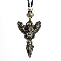 Garuda Bronze Pendant Necklace Eagle Bird Hindu God Tie Cord Bead Lace Jewellery - £9.06 GBP