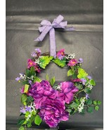 Farmhouse style Simple grapevine purple floral wreath - £22.40 GBP