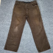 Calvin Klein Corduroy Jeans Mens 36x30 (37x29) Brown Straight Leg Mid Ri... - $18.17