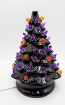 Halloween Tabletop Light Up Tree Ceramic 13 Inch Black Orange Purple - £36.76 GBP