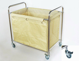 High quality titanium &amp; steel silver Industrial Laundry Cart movable new - $150.95