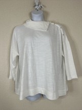 J. Jill Womens Plus Size 2X White Knit Button Cowl Neck Top 3/4 Sleeve - $22.49