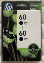 HP 60 Black Ink Twin Pack CZ071FN - 2 x CC640WN Exp 2024+ OEM Sealed Ret... - $74.98