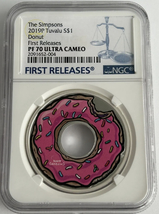 2019P- The Simpsons- Tuvalu Silver- Donut- NGC- PF 70 Ultra Cameo- First... - £2,071.88 GBP