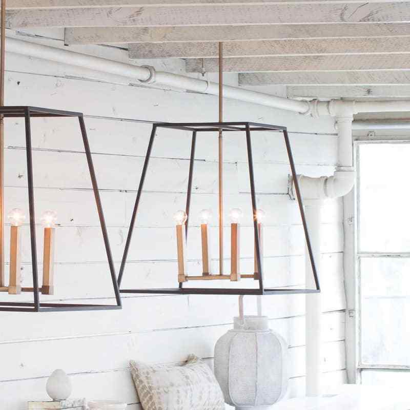 24.5" H Indoor Lantern Pendant Chandelier Open Cage French Rustic Farmhouse Chic - $633.61