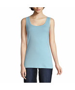 St. John&#39;s Bay Women&#39;s Scoop Neck Tank Top Size Medium Precio Blue 100% ... - $10.73