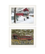 Set Of Two Covered Bridge Collection II 1 White Framed Print Wall Art - $194.85 CAD