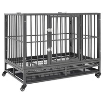 vidaXL Dog Cage Black and Silver Steel with silver spray painting Large - $490.75