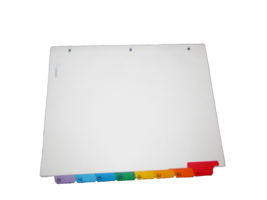 white notebook INDEX DIVIDERS printed 1-8 black printed rainbow tabs (of... - $4.46