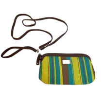 Relic Small Green Brown Stripe Sting Crossbody Wristlet Combo Handbag 8.5&quot; - $11.43