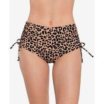 Salt + Cove Side-Shirred High-Waist Bikini Bottoms Leopard Print Brown Black XS - £6.15 GBP