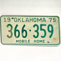1975 United States Oklahoma Base Mobile Home License Plate 366-359 - £14.70 GBP