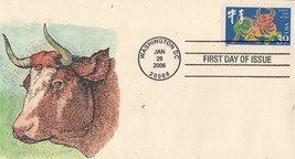 US 3997b FDC Year of Ox, Lunar New Year, Hand-Painted SMB ZAYIX 1223M0222 - $10.00