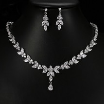 Luxury Brands CZ Zirconia Necklaces Jewelry Sets for Women Silver Color Marquise - £54.93 GBP