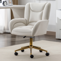 Velvet Fabric 360 Swivel Home Office Chair With Gold Metal Base - $211.99
