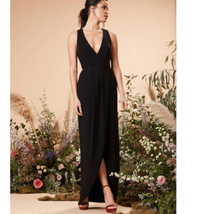 DRESS THE POPULATION Ariel Racerback Faux Wrap Crepe Dress Gown, Black S... - $129.97