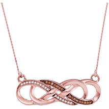 10kt Rose Gold Womens Round Brown Diamond Infinity Necklace 1/8 Cttw - £288.41 GBP