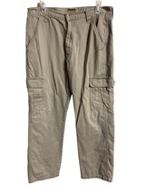 Wrangler Authentics Cargo Pants Mens Khaki 32 X 32 Trousers Slant Pockets - $13.94