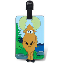 Luggage Tag Goofy Moose Identification Label Suitcase Backpack ID Travel Charm - £9.48 GBP