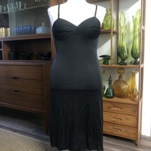 VANITY FAIR Full Slip Dress Sz 34 Black Silky Nylon Adjustable Strap Vin... - $465.79 MXN